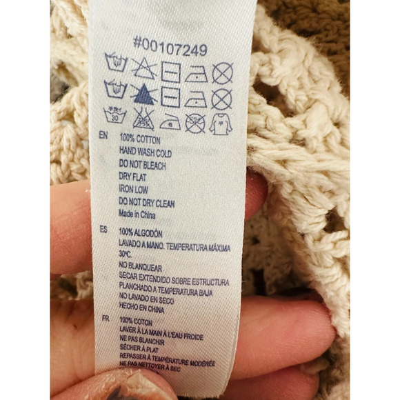 Forever 21 Crochet Sweater Crop Tank Top Size Small Beige Cream Hippie Boho Y2k - Picture 6 of 7